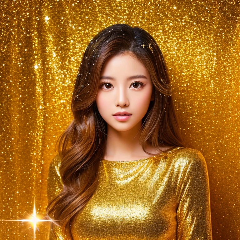 Beautuful Women、a gorgeous、MerryXmas、kirakira、GOLD background、Exclusive atmosphere、