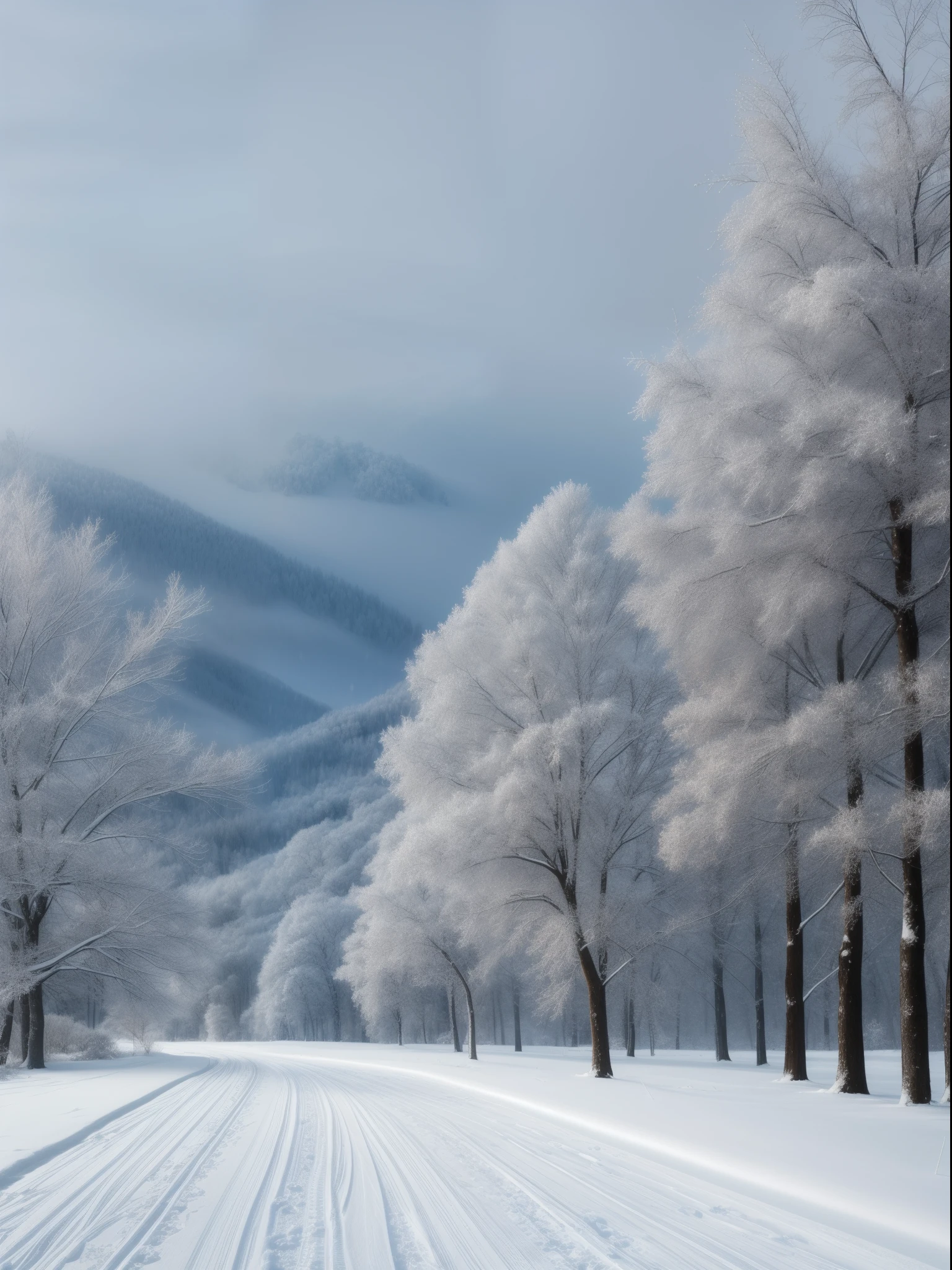 “(best quality,4k,8k,highres,masterpiece:1.2),vivid white snow,serene winter landscape,glistening snowflakes,elegant snow-covered trees,freshly fallen snow,peaceful snow-covered mountains,crisp winter air,soft snowdrifts,subtle shades of blue and gray,quiet winter solitude,calm and stillness,gentle snowfall,icy branches,sparkling winter wonderland,frosty landscape,inhale the coolness of winter,blurred snowflakes in motion,icy textures,realistic snow accumulation,soft powdery snow,ambient lighting,subtle shadows,water droplets on snowflakes."