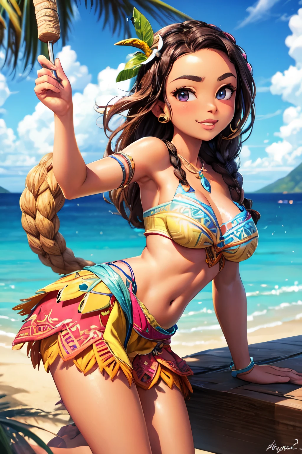 (Detailed)visage parfait moana metisse écoliere jupe