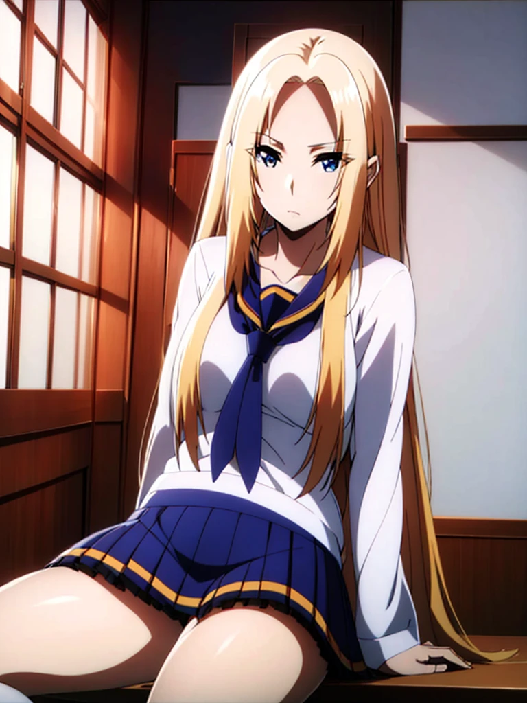 8K, Best Quality, masutepiece:1.2), (Realistic, Photorealsitic:1.37) , 1girl with, (Morning Time), Detailed face, Detailed eyes、masterpiece, top-quality, girl with、一人のgirl with、Slender woman、a blond、Blonde hair、エロ、校服、a sailor suit、Takushi、Skirt flipping、Twisting、student clothes、underpantsを見せる、underpants、panties on、undergarment、Holding the skirt with both hands