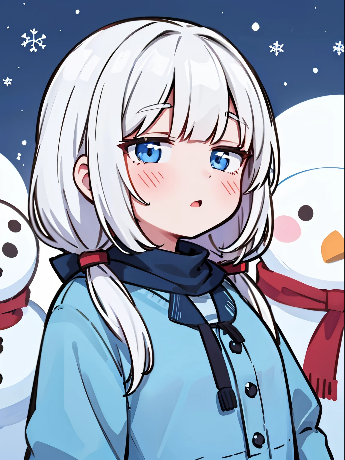 full bodyesbian、A girl whose body turns into a snowman、A snowman with a girl&#39;s face、