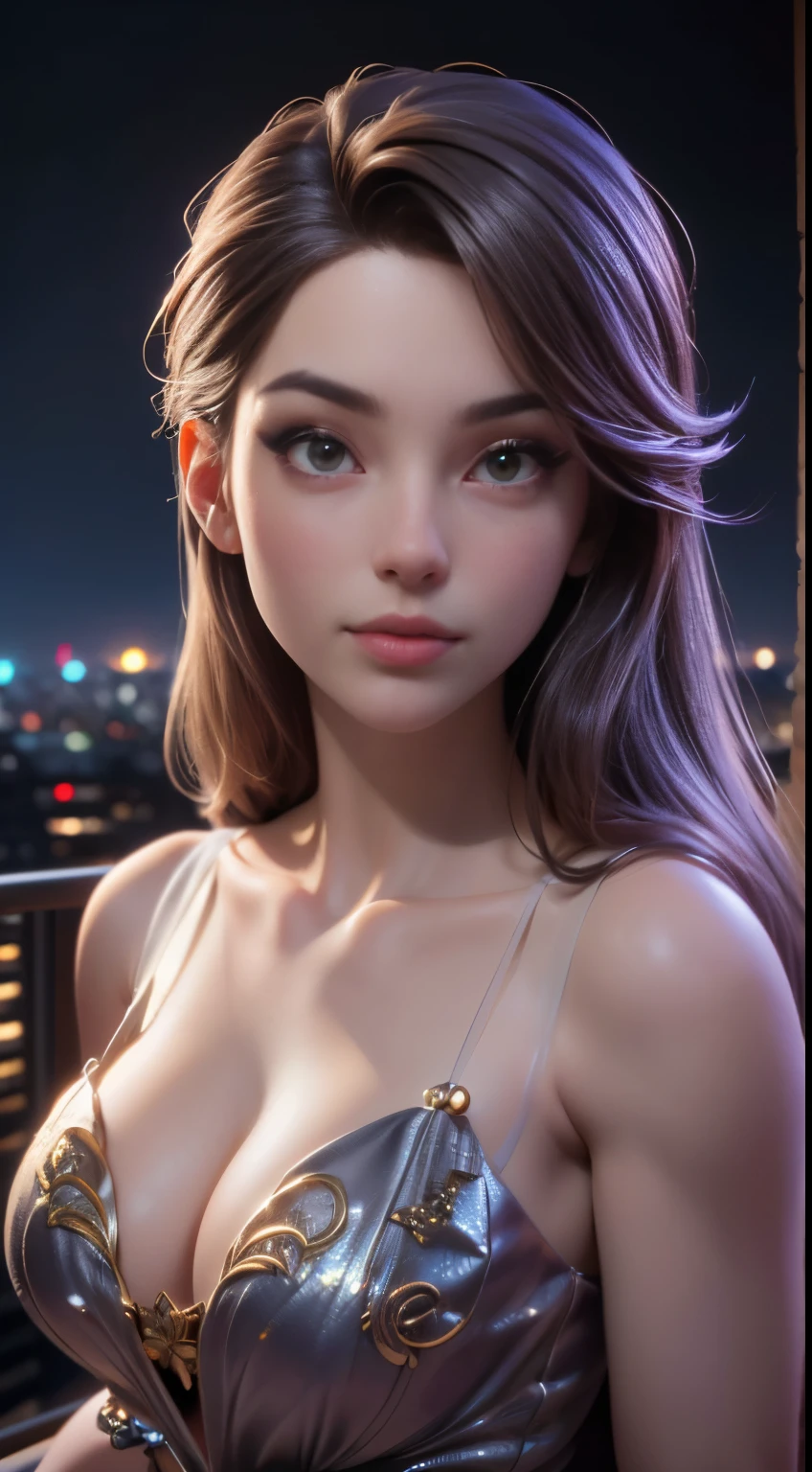 photo of heyimbee, RAW, beautiful woman, ((portrait)), ((detailed face:1.2)), ((detailed facial feature, detailed skin, clear skin), (perfect proportioned body), (wearing a colorful dress) (high detailed city environment, apartment balcony), (realistic photo, best quality, detailed), (8k wallpaper), (cinematic lighting, dramatic lighting) (sharp focus, intricate)