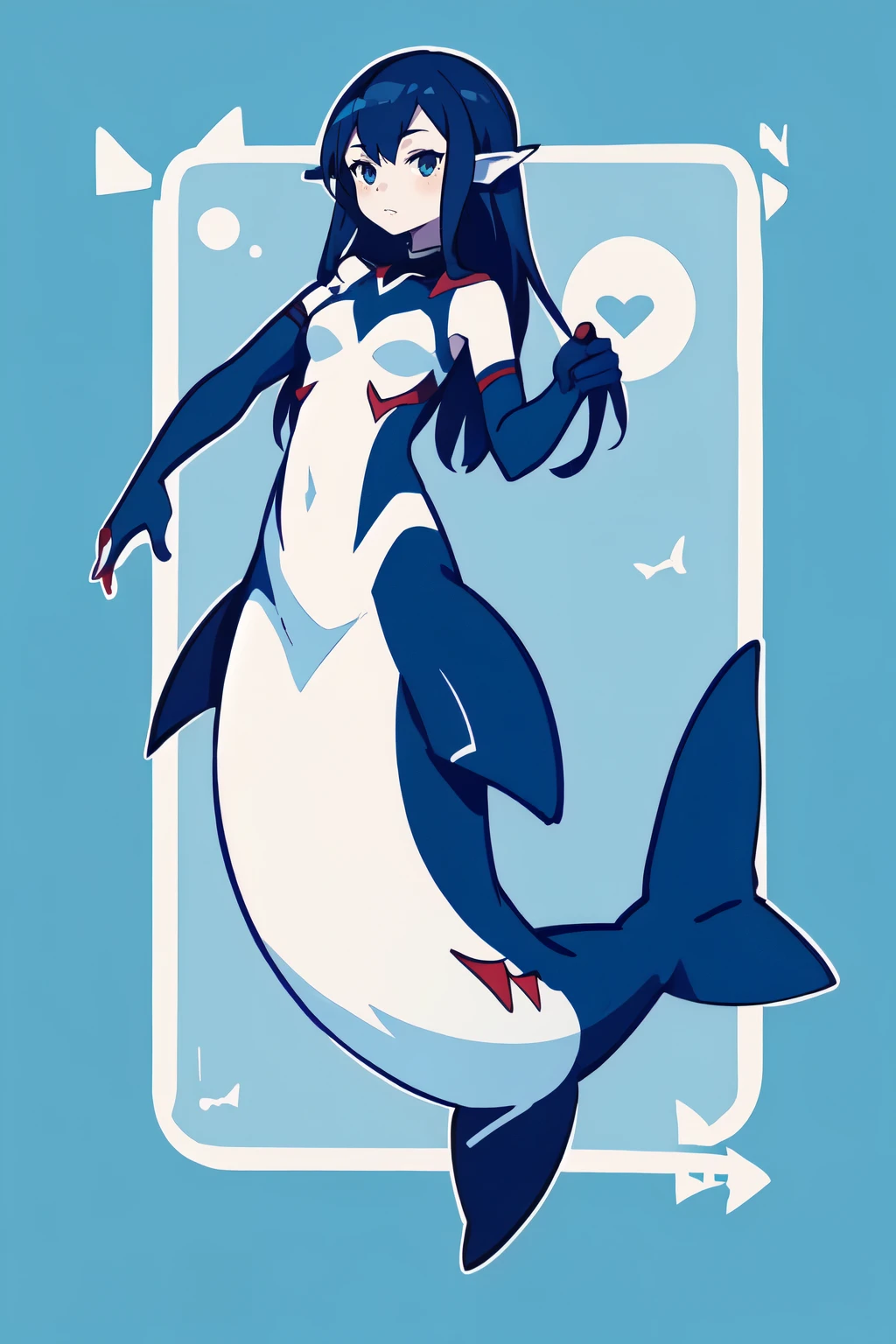1girl, shark girl, mershark, mermaid, fins, full body