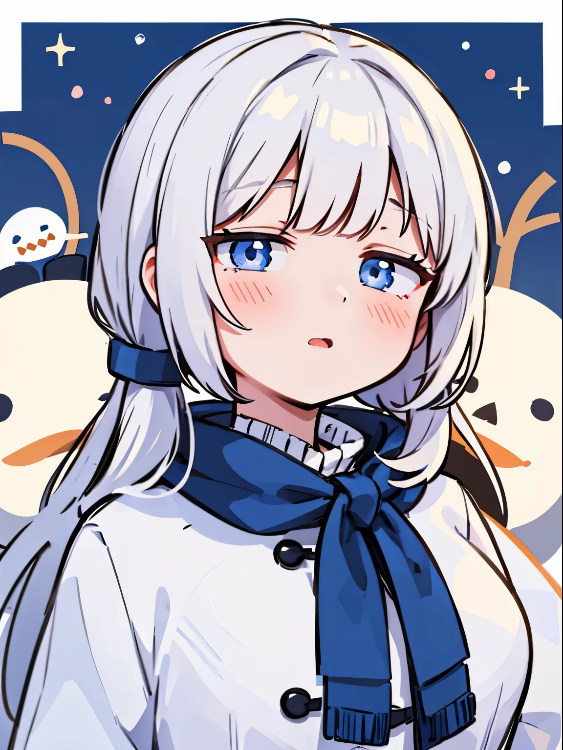 full bodyesbian、A girl whose body except for her face is a snowman.、A snowman whose face only looks like a girl、
