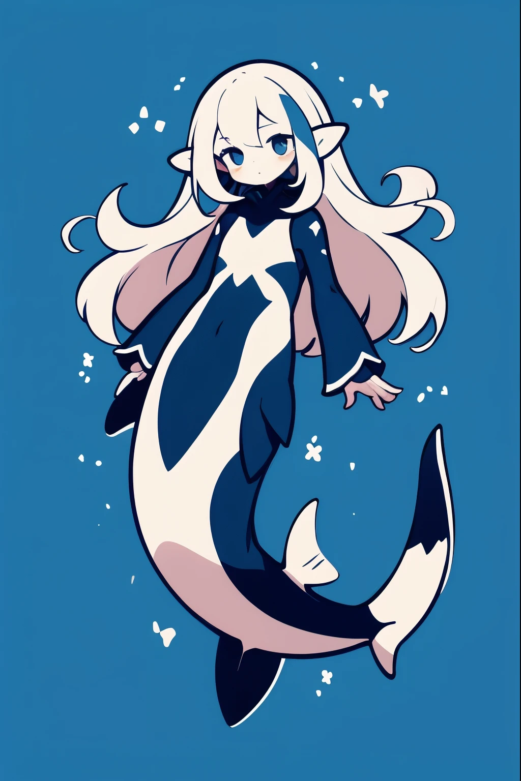 1girl, shark girl, mershark, mermaid, fins, full body