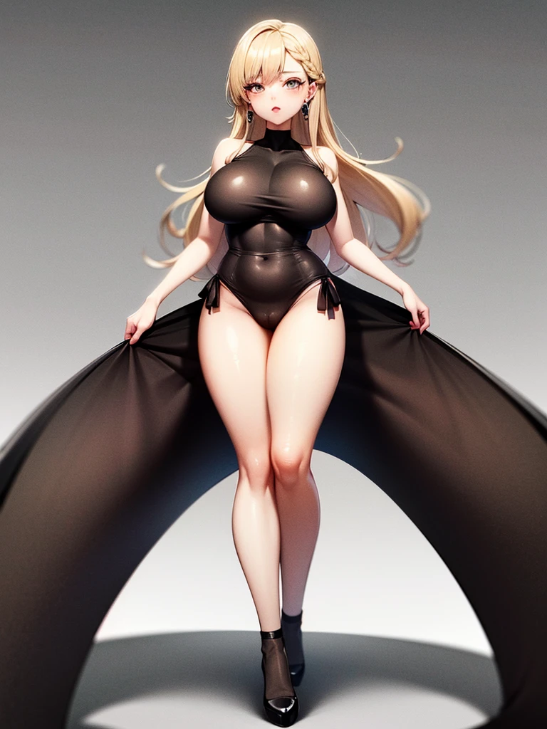 (-year-oldl), w hips, (thin toned body), (huge thighs), small waist, narrow waist, thin waist, huge breasts, lipstick, long hair, eyeshadow, girly, earrings, insanely detailed, full body, beautiful detailed face, masterpiece, best quality, highres, absurdres, high quality, high detail, cinematic lighting, sfw
