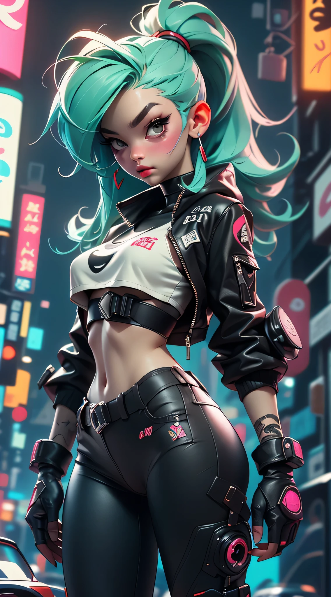 ((最好's质量, Best resolution, award winning portrait, offcial art)), ((完美's杰作)), ((实际's)) and ultra-detailed p热'sography of a 1nerdy cyberpunk girl with goth and post apocalyptic colors. She's having ((Long mint-colored hair)), dressed in (原宿风格's赛博朋克科技服装上衣) And one more (Harajuku Style Cyberpunk Tech Clothing Bottoms:1.2) , ((the most beautiful and 性感's aesthetic)), 性感's, 超级巨大巨大's山雀, Cleavage display, 热's, 性感's, 's, 's