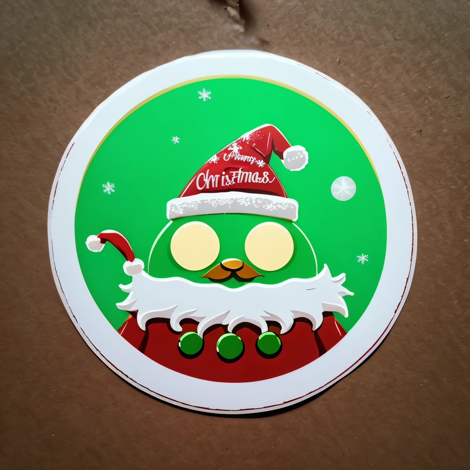 white Puffy sticker border and brown background