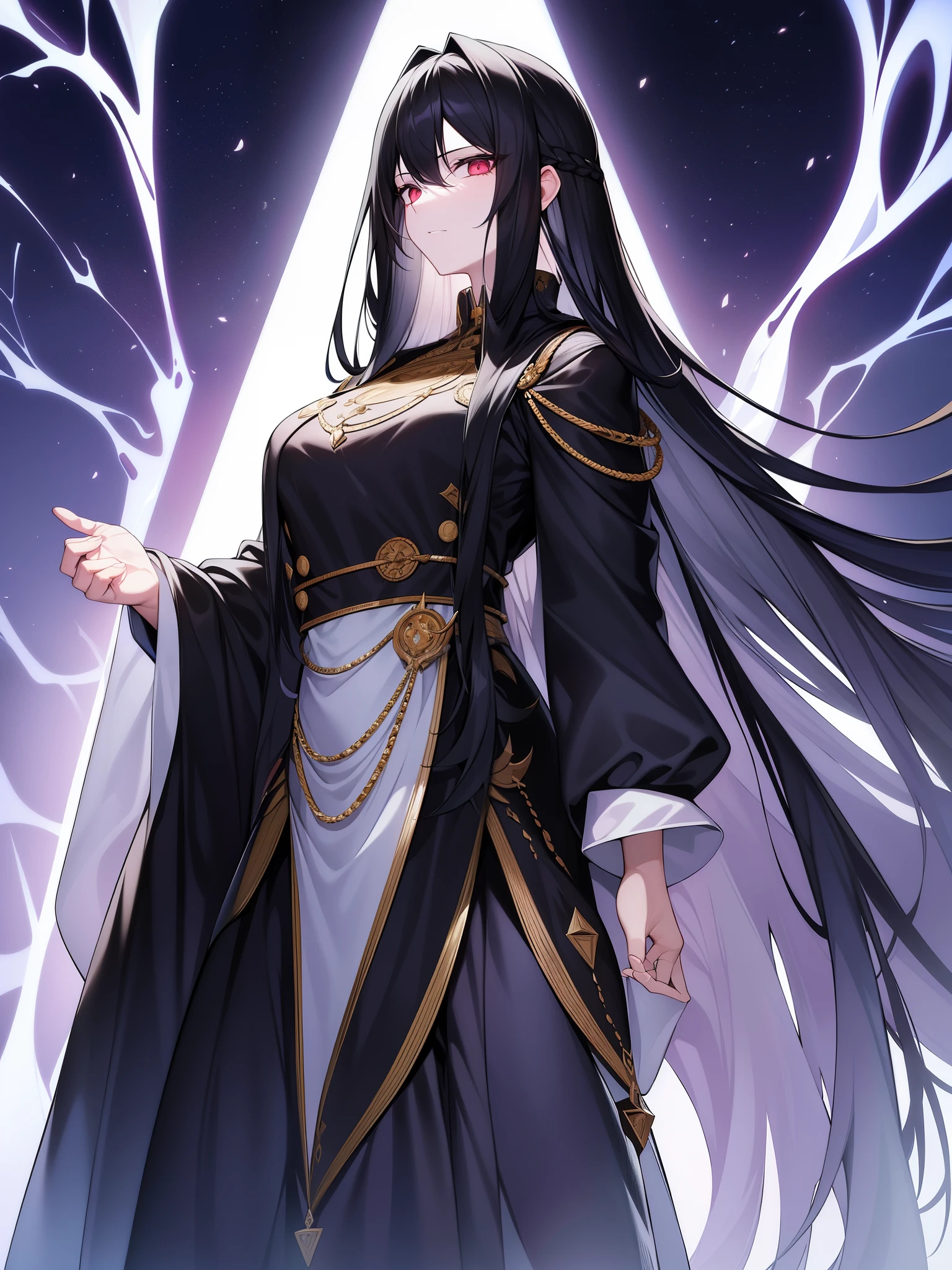 ((tmasterpiece)),(best qualtiy),(A half body),looking at away,(ultra intricately detailed),(Highest Definition),(8K),(Clean lines),(Perfect facial features,Perfect meat),(offcial art),1lady,Demigod,(like),legendary mage,broken jet black robe,pale skin,control death,majesty,solemn,vacant eyes,Super long black hair like night,Godless Eyes,Dead silent look,abyss