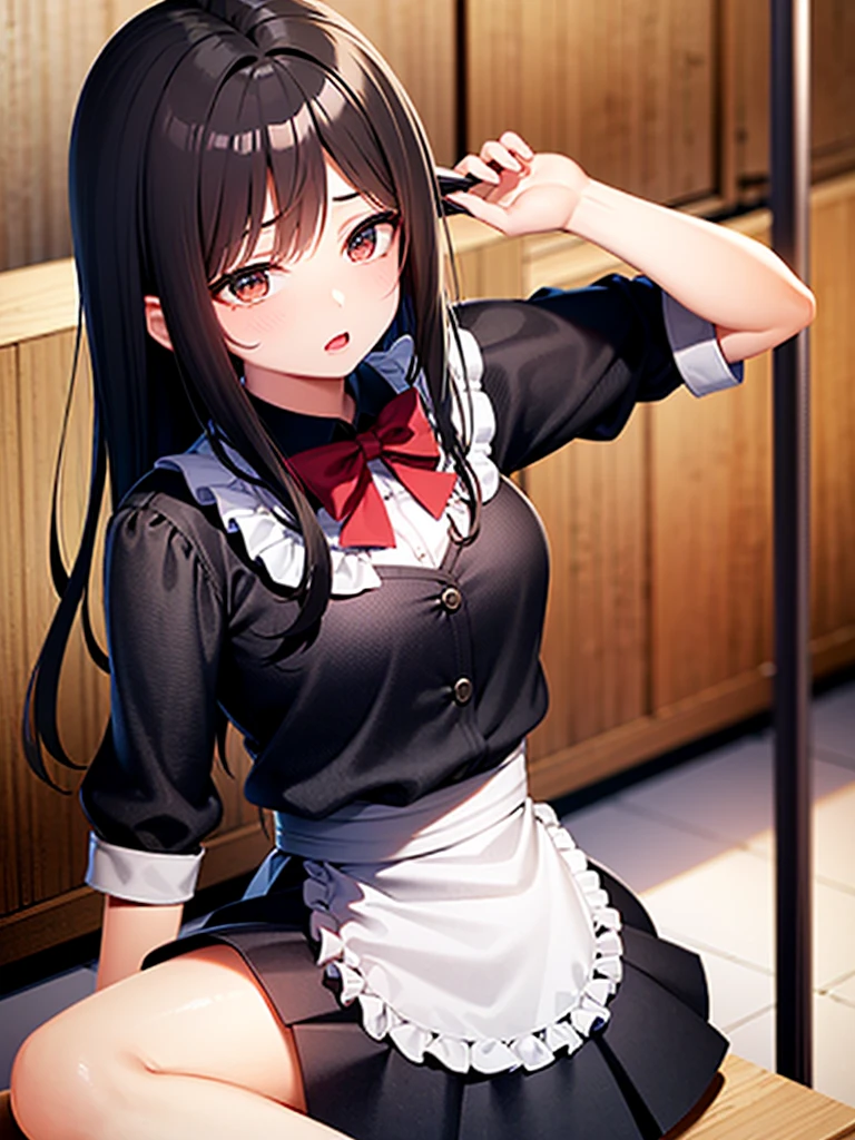 ((dildo under panties)),dildo under cloths,high quality,girl,,beautiful girl,(((flat chest))),slender,((Sweaty,steam,burn)),(cry),low length,((((bondage)))),Black Hair,To be trained,((((girl trembling with sexual climax)))),((((Abuse)))),(((Maid clothes))),(((open legs))),Collapse,(((Coffee shop)))
