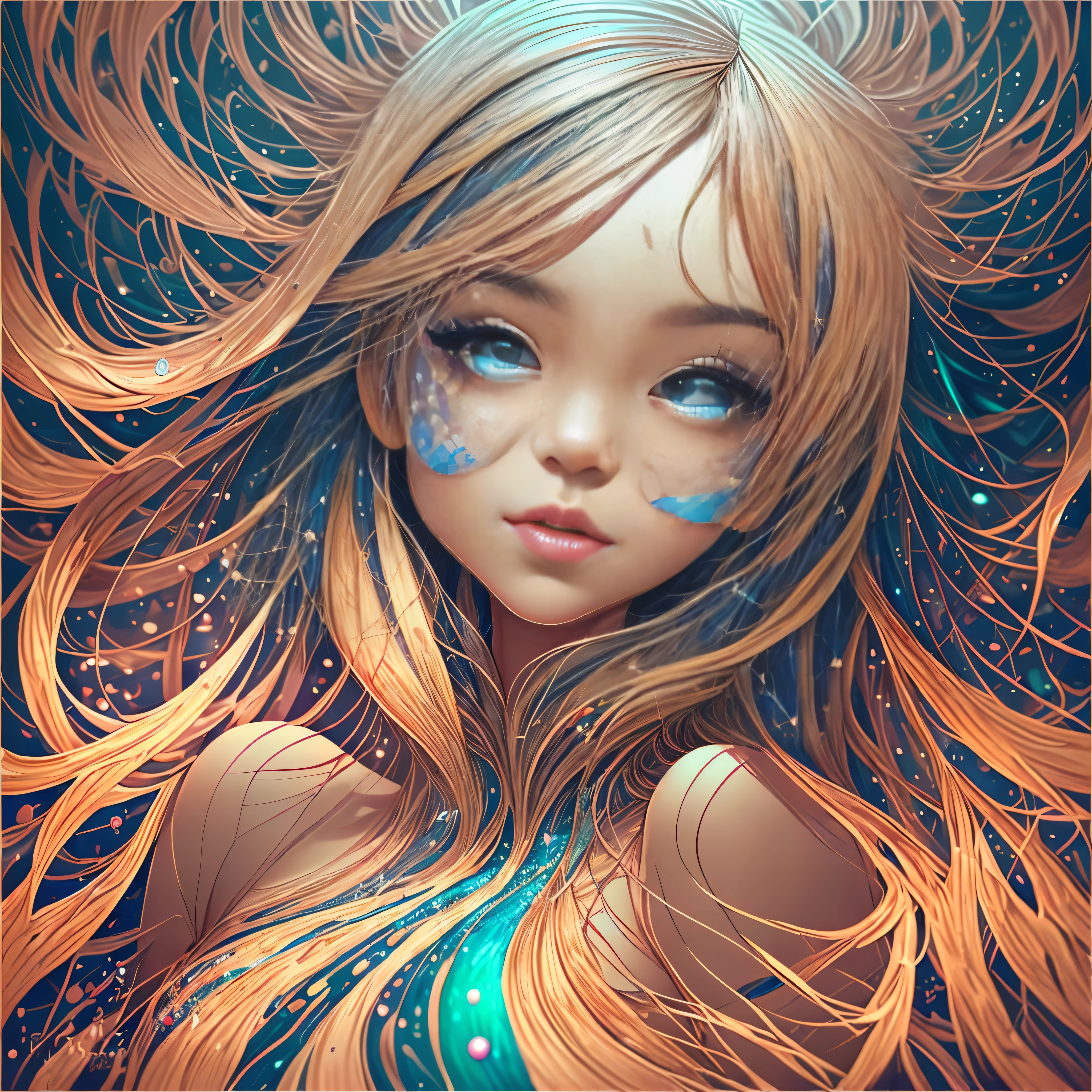 ((High Definition Image)),((minimalistic illustration), (por Genndy Tartakovsky) + (Directed by: Ralph Steadman), (A close-up of a water fairy), brilho no ar, symmetr, arte conceitual, haze:1.5, kawaii aesthetics:1.4, mistborn, (((trending on ArtStation))), trend in CGSociety, global ilumination