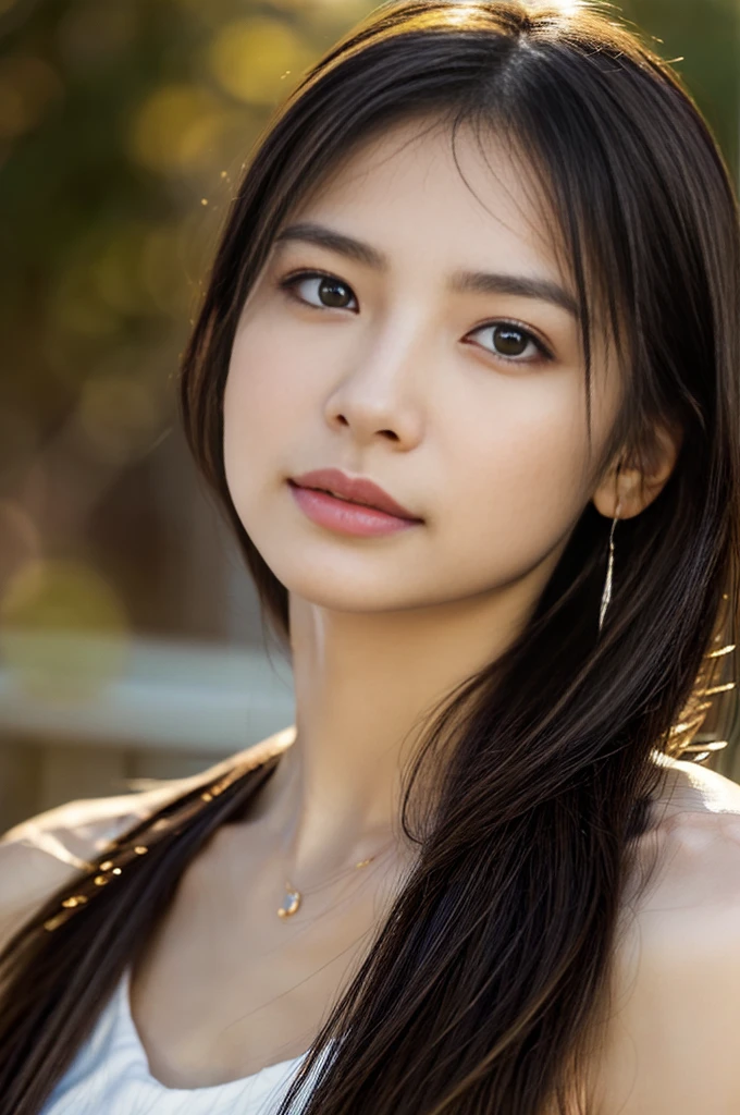 A woman with beautiful medium-long brown hair