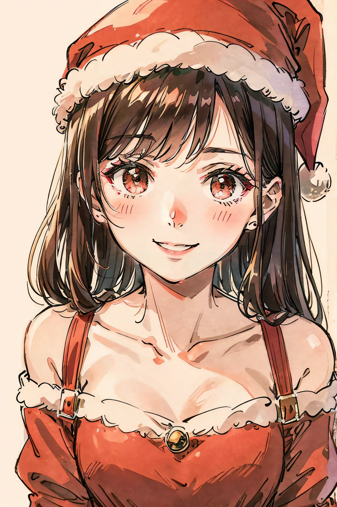 Christmas Costumes、Turning the nose red、skirt by the、A smile、Focus on the face、Delicate、top-quality、wearing santa'red headwear