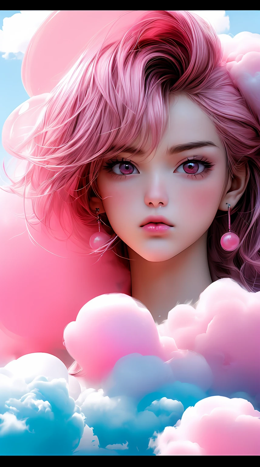arafed man sitting on a couch with a pink cloud in the background, man sitting on a couch with a pink cloud in the background)),((made of cotton candy, frank moth, sitting in a fluffy cloud, bubblegum face, portrait photo, cotton candy clouds, cotton candy, portrait shot, photo portrait, stable diffusion self portrait, pink angry bubble, bubble gum, bubblegum, pink clouds, by Matthias Weischer, in a cloud