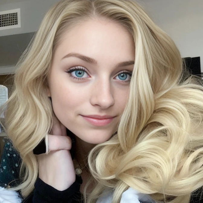 blond woman with freckled hair and a black top posing for a picture, long blonde hair and large eyes, pale skin curly blond hair, blonde hair and large eyes, a girl with blonde hair, alexa grace, kaitlyn michelle siragusa, long blonde hair and big eyes, kailee mandel, curly blonde hair | d & d, beautiful blonde girl