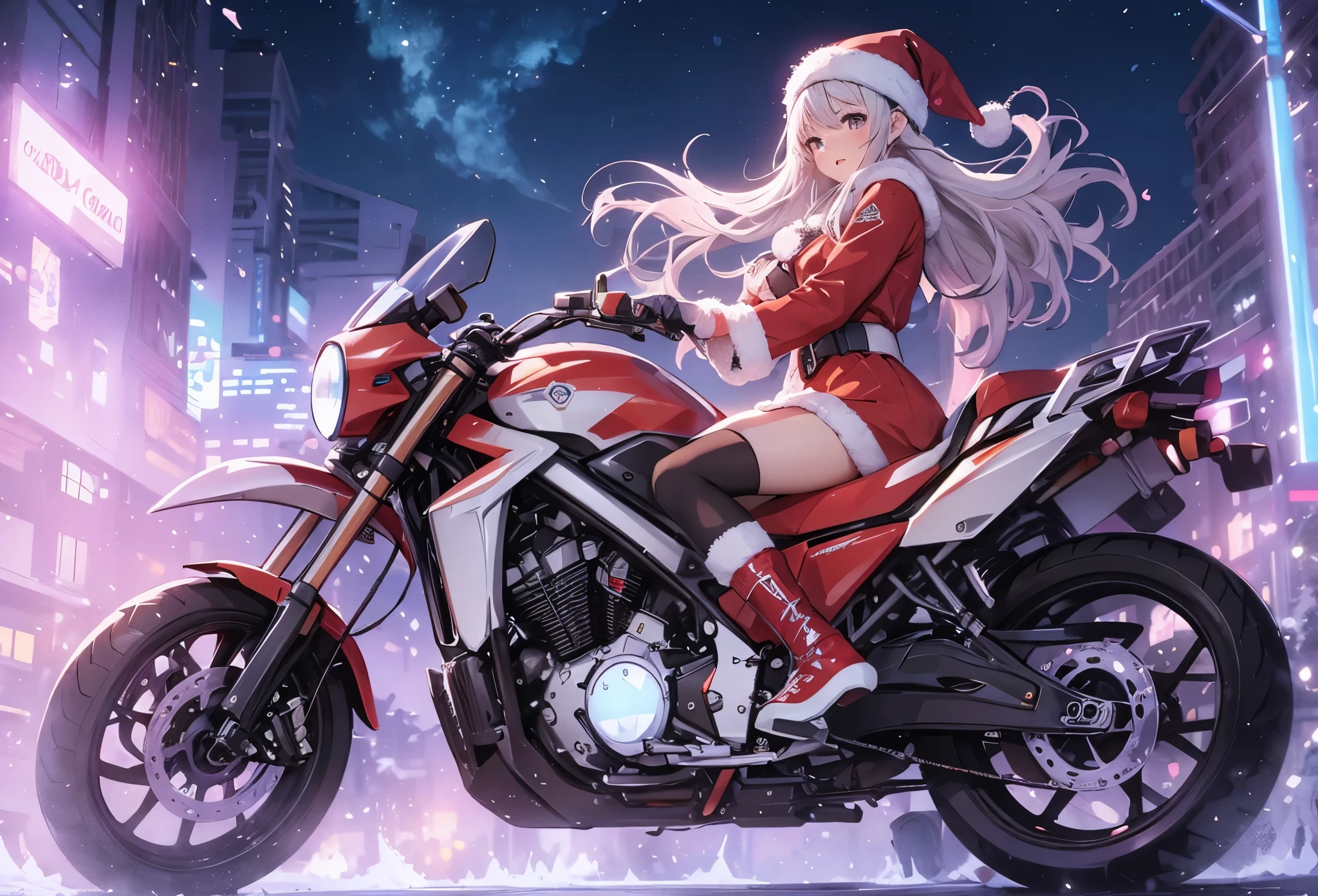 City of Snow、Christmas、Woman on a motorcycle、Santa Claus Costume、Cats、（The ultra -The high-definition）