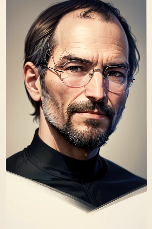 arafed colored photo of a man with a beard and glasses, steve jobs, portrait of steve jobs, apple, inspiring, hq, official photo, official photo portrait, masterful art, an amazing photo, unreleased, No hands in photo