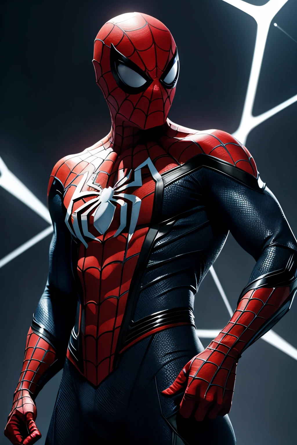 Spider-Man is trapped in a giant spider's web.