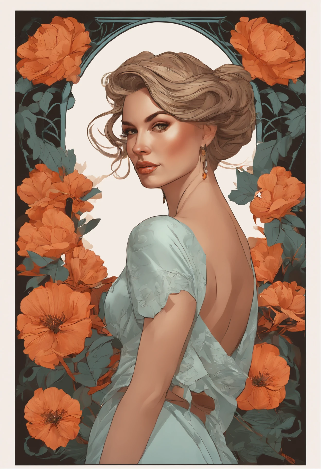 Perfect women, tattooed, flowers, by Ed Blinkey, Atey Ghailan, Alphonse Mucha, Antonio Moro, trending on ArtStation, trending on CGSociety, Intricate, High Detail, Sharp focus, dramatic, action movie poster, photorealistic art by midjourney and greg rutkowski