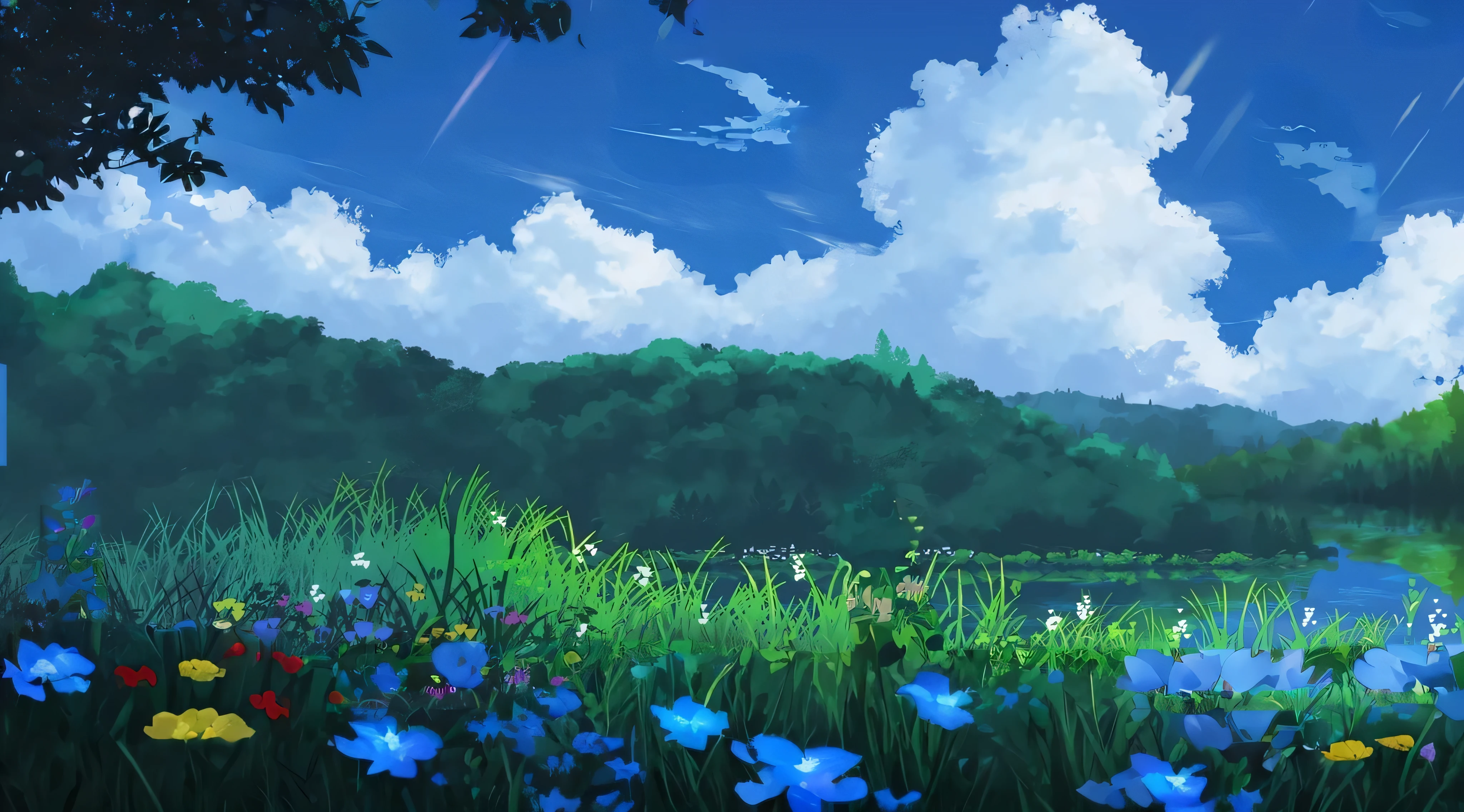 realistic flowers and grass, 8K