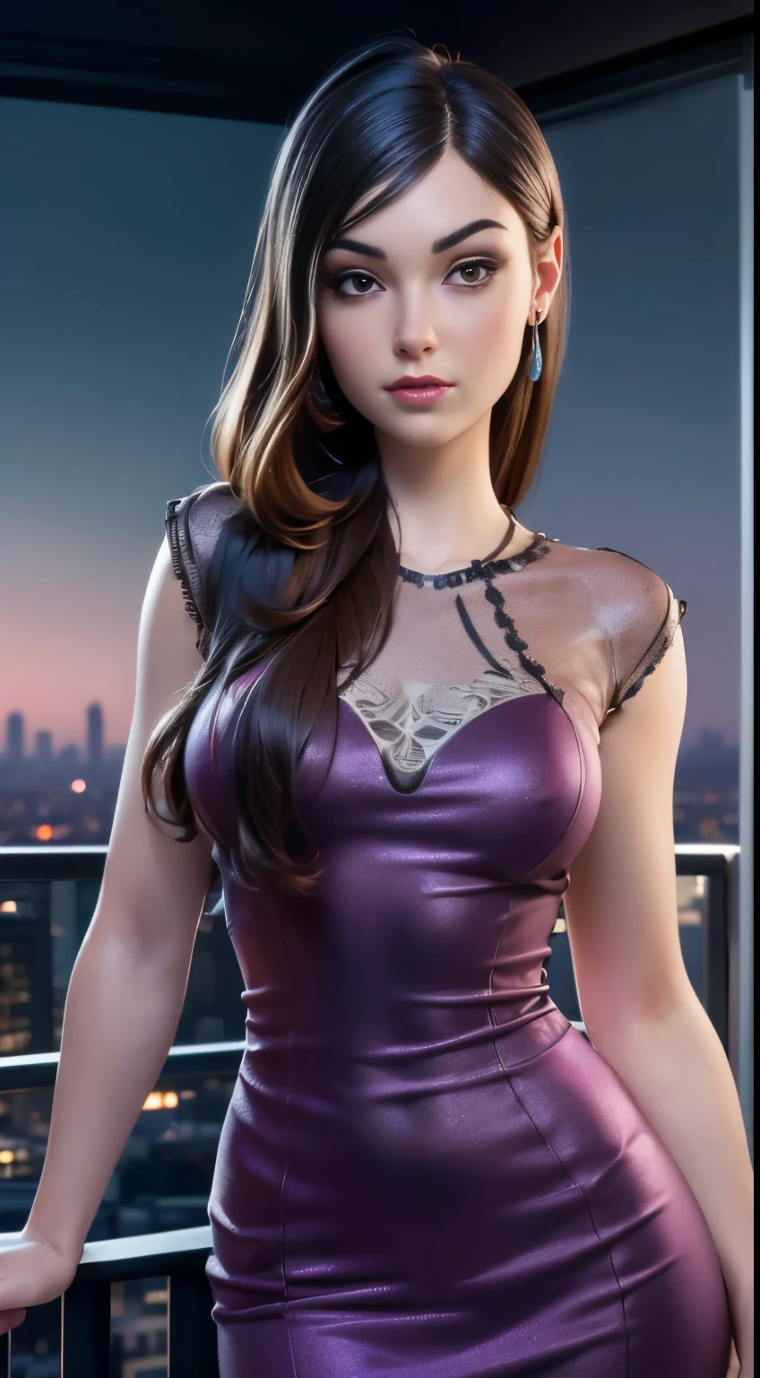 photo of Sasha Grey, RAW, beautiful woman, ((portrait)), ((detailed face:1.2)), ((detailed facial feature, detailed skin, clear skin), (perfect proportioned body), (wearing a colorful sexy dress) (high detailed city environment, apartment balcony), (realistic photo, best quality, detailed), (8k wallpaper), (cinematic lighting, dramatic lighting) (sharp focus, intricate)