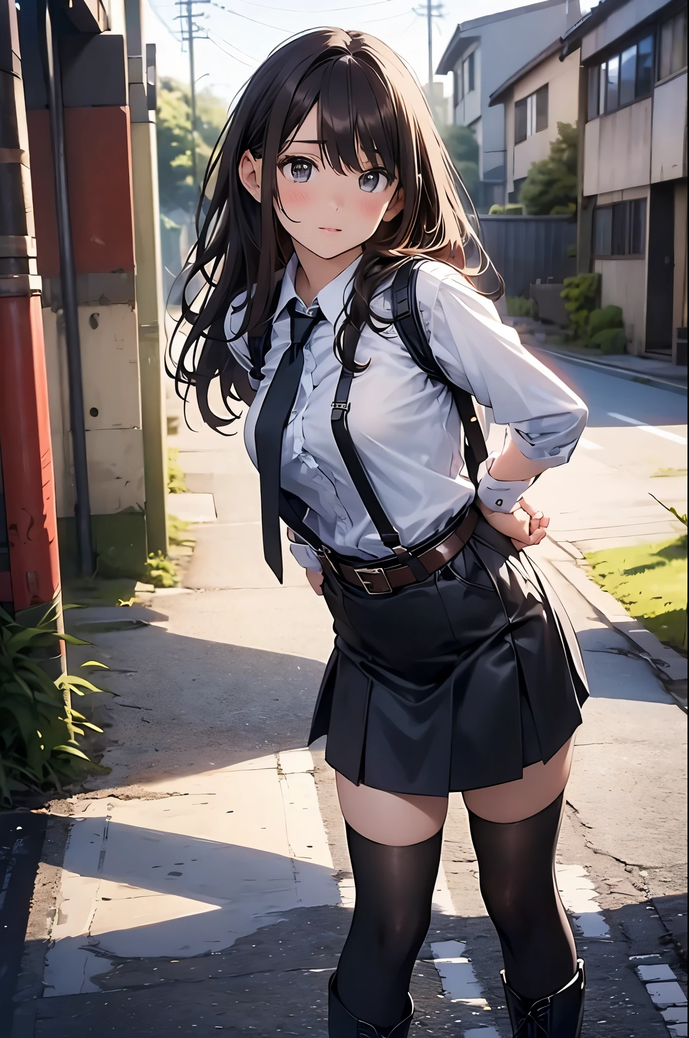 アニメの女の子が制服を着て写真にポーズをとっている - SeaArt AI