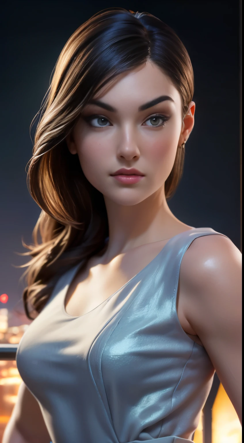 photo of Sasha Grey, RAW, beautiful woman, ((portrait)), ((detailed face:1.2)), ((detailed facial feature, detailed skin, clear skin), (perfect proportioned body), (wearing a colorful sexy dress) (high detailed city environment, apartment balcony), (realistic photo, best quality, detailed), (8k wallpaper), (cinematic lighting, dramatic lighting) (sharp focus, intricate)