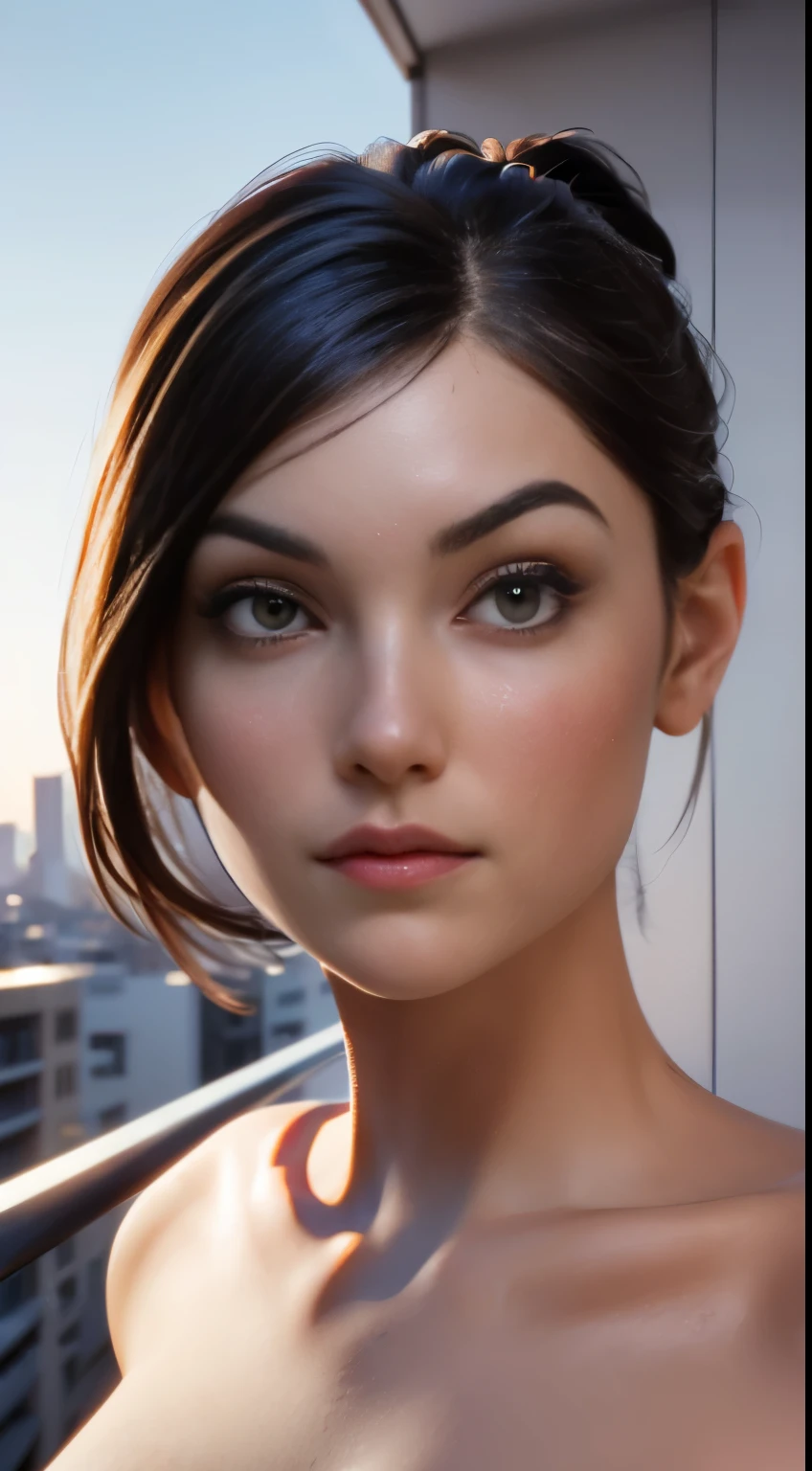 photo of Sasha Grey, RAW, beautiful woman, ((portrait)), ((detailed face:1.2)), ((detailed facial feature, detailed skin, clear skin), (perfect proportioned body), walking, ((nsfw:1.5)) (high detailed city environment, apartment balcony), (realistic photo, best quality, detailed), (8k wallpaper), (cinematic lighting, dramatic lighting) (sharp focus, intricate)