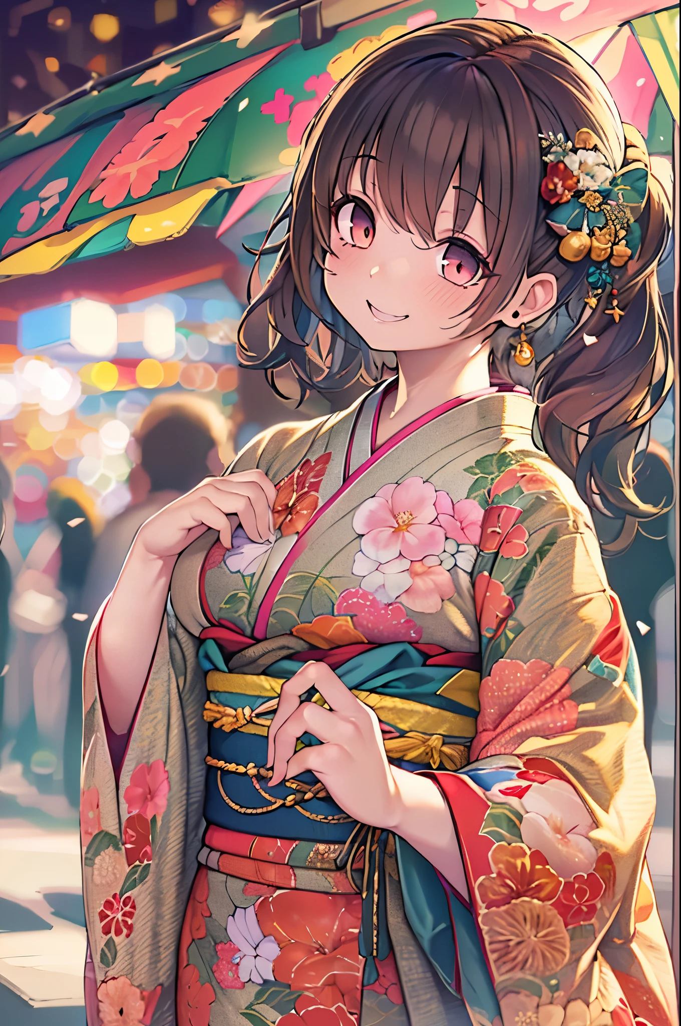 (((of the highest quality, 8K, masutepiece))), Beautiful woman with perfect figure in sharp focus), slender, (Hairstyle:  ass hole up)), ((Kimono: CALA)), Street: 1.2 Highly detailed face and skin texture Detailed eyes Double eyelids Random posture, (Smile),sass hole ass hole uper cute Japan person,sass hole ass hole uper beauty Japanese girl, Realistic face, 二重まぶた,Smile,Summer festival , At sunset ,firework background.