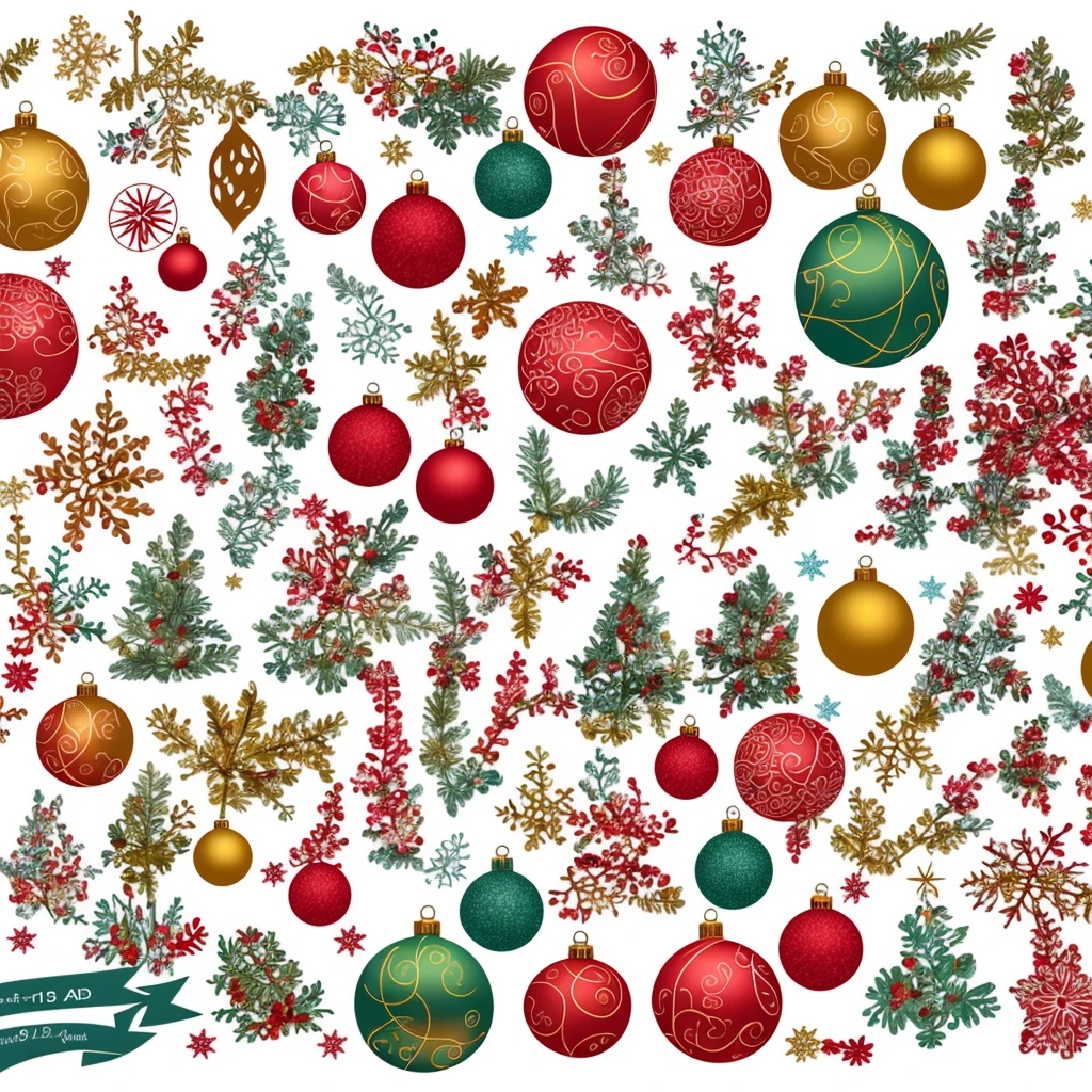 9 beautifully decorated Christmas stickers of the highest quality,4K,8K,A high resolution,tmasterpiece:1.2),ultra - detailed, Stunning designs in different color styles, detailed and lifelike professional art tmasterpiece sticker pack, Set on white background