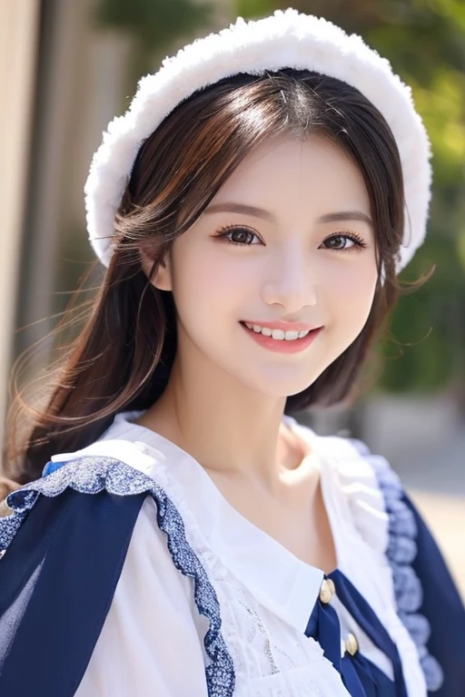 Beautiful woman with good eyes and nose、Beautiful as a model、Cute like a model、Eyes are double、How to use regular mascara、Eye color blue、Hair color pink、Her face is delicate and elegant.、8k picture、Beautiful style like a model、Ordinary large、A refreshing and lovely smile、クリスマスの日に外で雪⛄が積もった白銀の雪景色で雪だるまや、Snowball fight scene、Contains 2 types of scenes: inside and outside the house、Pose like a model、Overall portrait、Snapshots、Glamaloid Smile、Beautiful and delicate face like a model、Best Quality、masuter piece、Cute smile、 Atmosphere、Elegant beauty、Wear a cute Santa Claus costume for X&#39;mas、