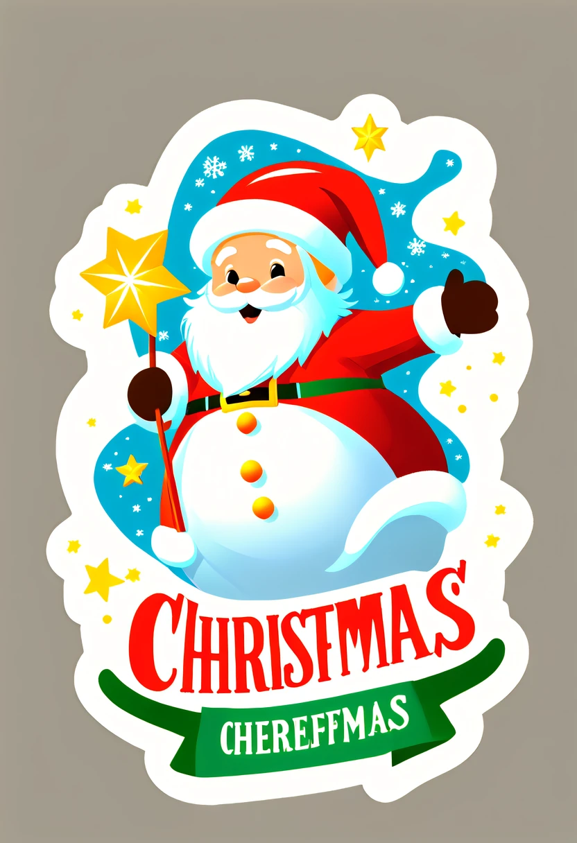One sticker, christmas,Vector graphics,christmas,(The English bold text is as follows: &cite;Wish you Christmas cheerful&cite;:1.5),cheerful,cute big breasts,Japanese cartoon,