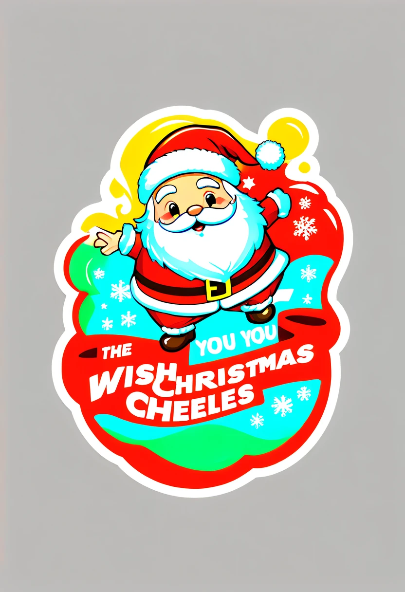 One sticker, christmas,Vector graphics,christmas,(The English bold text is as follows: &cite;Wish you Christmas cheerful&cite;:1.5),cheerful,cute big breasts,Japanese cartoon,