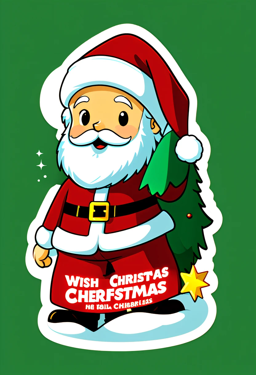 One sticker, christmas,Vector graphics,christmas,(The English bold text is as follows: &cite;Wish you Christmas cheerful&cite;:1.5),cheerful,cute big breasts,Japanese cartoon,