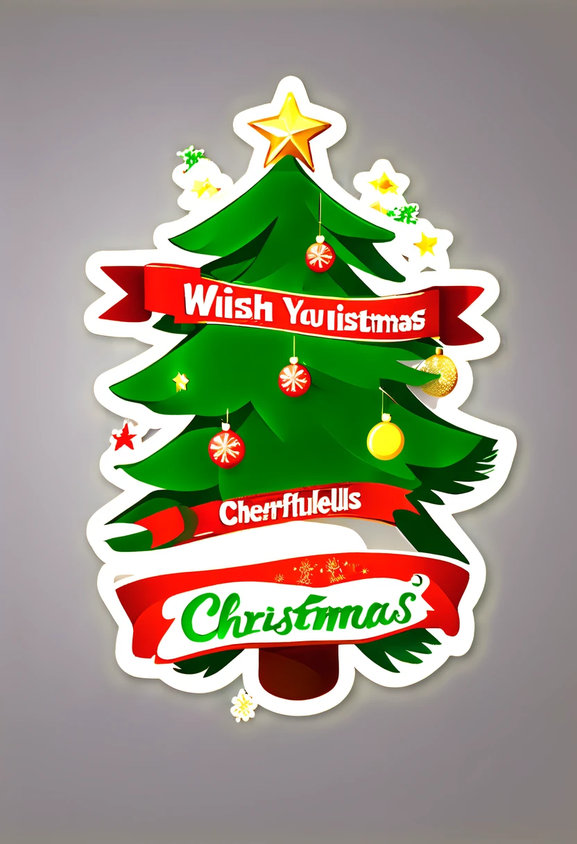 One sticker, christmas,Vector graphics,christmas,(The English bold text is as follows: &cite;Wish you Christmas cheerful&cite;:1.5),cheerful,cute big breasts,Japanese cartoon,