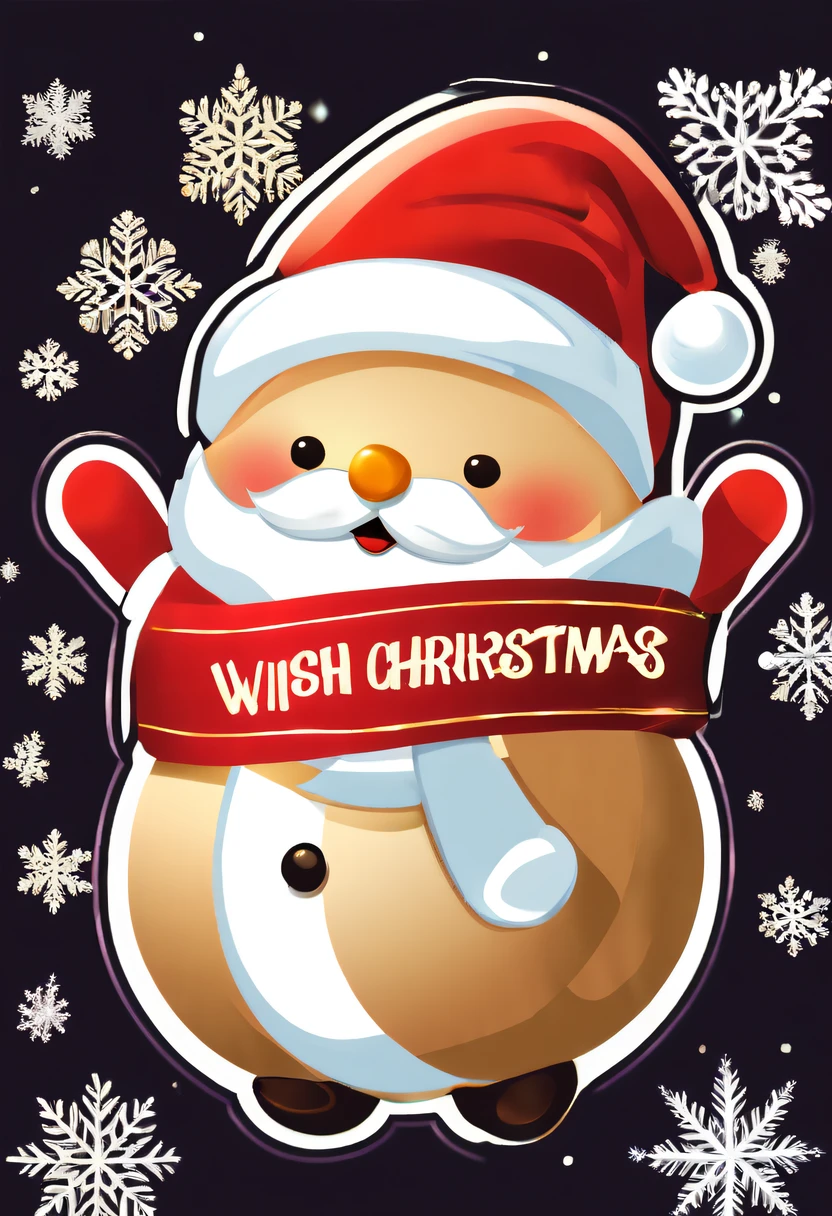 One sticker, christmas,Vector graphics,christmas,(The English bold text is as follows: &cite;Wish you Christmas cheerful&cite;:1.5),cheerful,cute big breasts,Japanese cartoon,