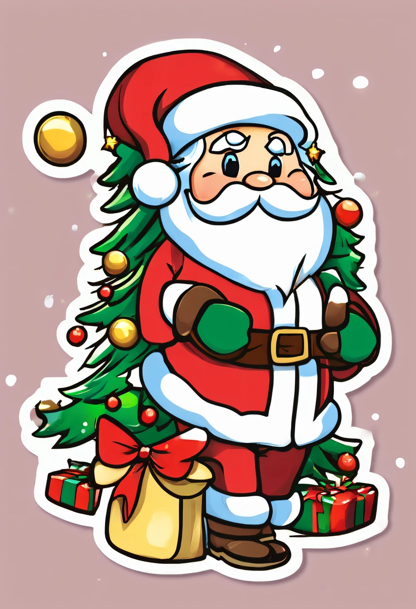 One sticker, christmas,Vector graphics,christmas,(The English bold text is as follows: &cite;Wish you Christmas cheerful&cite;:1.5),cheerful,cute big breasts,Japanese cartoon,