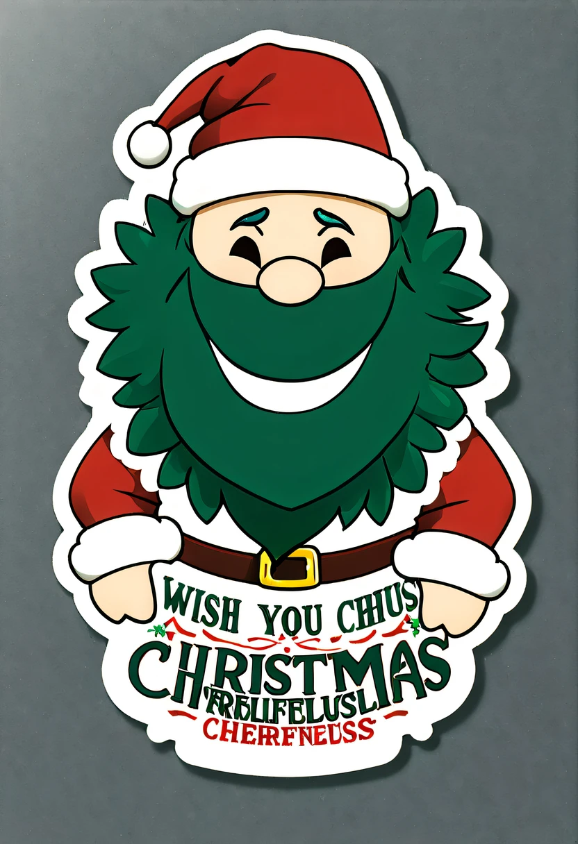 Leonardo style, One sticker, christmas,Vector graphics,christmas,(The English bold text is as follows: &cite;Wish you Christmas cheerful&cite;:1.5),cheerful,cute big breasts,Japanese cartoon,