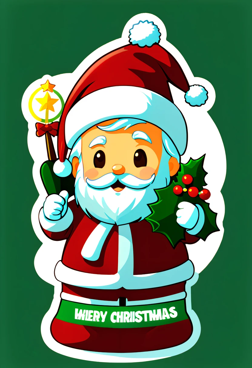 Leonardo style, One sticker, christmas,Vector graphics，christmas，(The English bold text is as follows： &cite;Wish you Christmas cheerful&cite;:1.5)，cheerful，cute big breasts，Japanese cartoon，