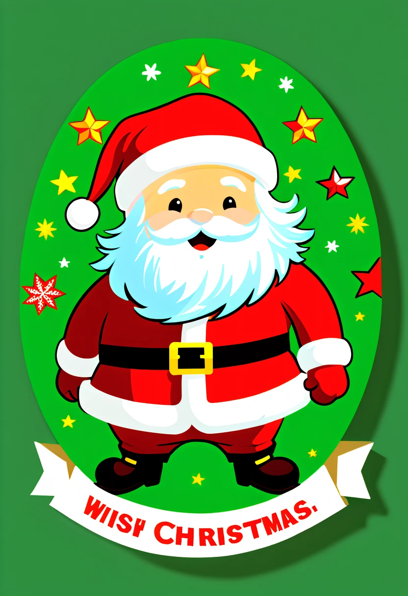 Leonardo style, One sticker, christmas,Vector graphics，christmas，(The English bold text is as follows： &cite;Wish you Christmas cheerful&cite;:1.5)，cheerful，cute big breasts，Japanese cartoon，