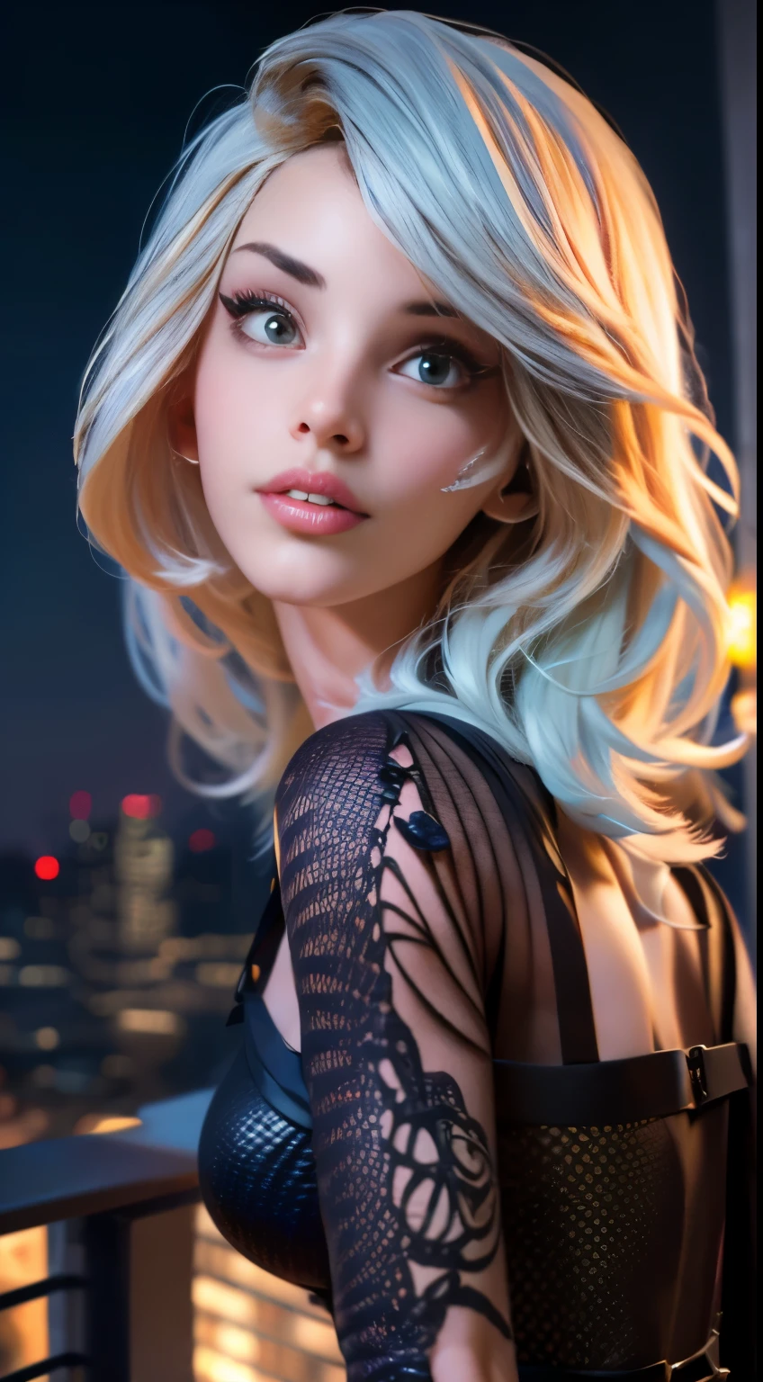 photo of Cherry Crush, RAW, beautiful woman, ((portrait)), ((detailed face:1.2)), ((detailed facial feature, detailed skin, clear skin), (perfect proportioned body), (wearing a colorful sexy dress) (high detailed city environment, apartment balcony), (realistic photo, best quality, detailed), (8k wallpaper), (cinematic lighting, dramatic lighting) (sharp focus, intricate)