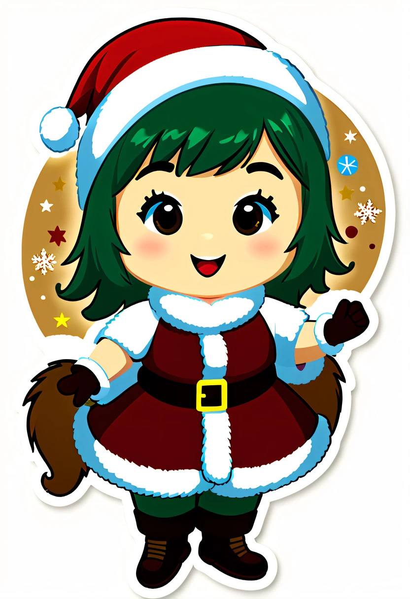 Leonardo style, One sticker, christmas,Vector graphics，christmas，(The English bold text is as follows： &cite;Wish you Christmas cheerful&cite;:1.5)，cheerful，cute big breasts，Japanese cartoon，