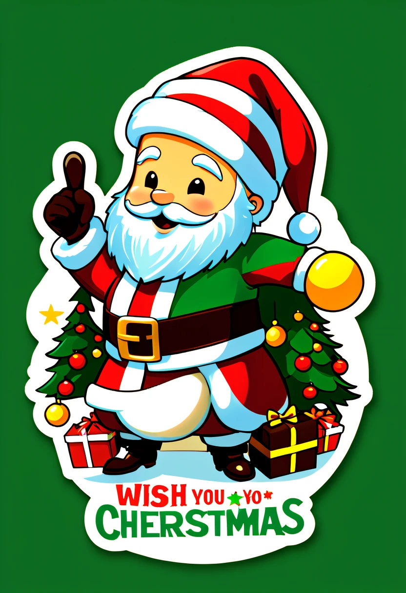 Leonardo style, One sticker, christmas,Vector graphics,christmas,(The English bold text is as follows: &cite;Wish you Christmas cheerful&cite;:1.5),cheerful,cute big breasts,Japanese cartoon,