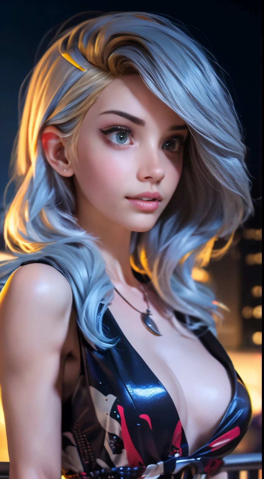 photo of Cherry Crush, RAW, beautiful woman, ((portrait)), ((detailed face:1.2)), ((detailed facial feature, detailed skin, clear skin), (perfect proportioned body), (wearing a colorful sexy dress) (high detailed city environment, apartment balcony), (realistic photo, best quality, detailed), (8k wallpaper), (cinematic lighting, dramatic lighting) (sharp focus, intricate)