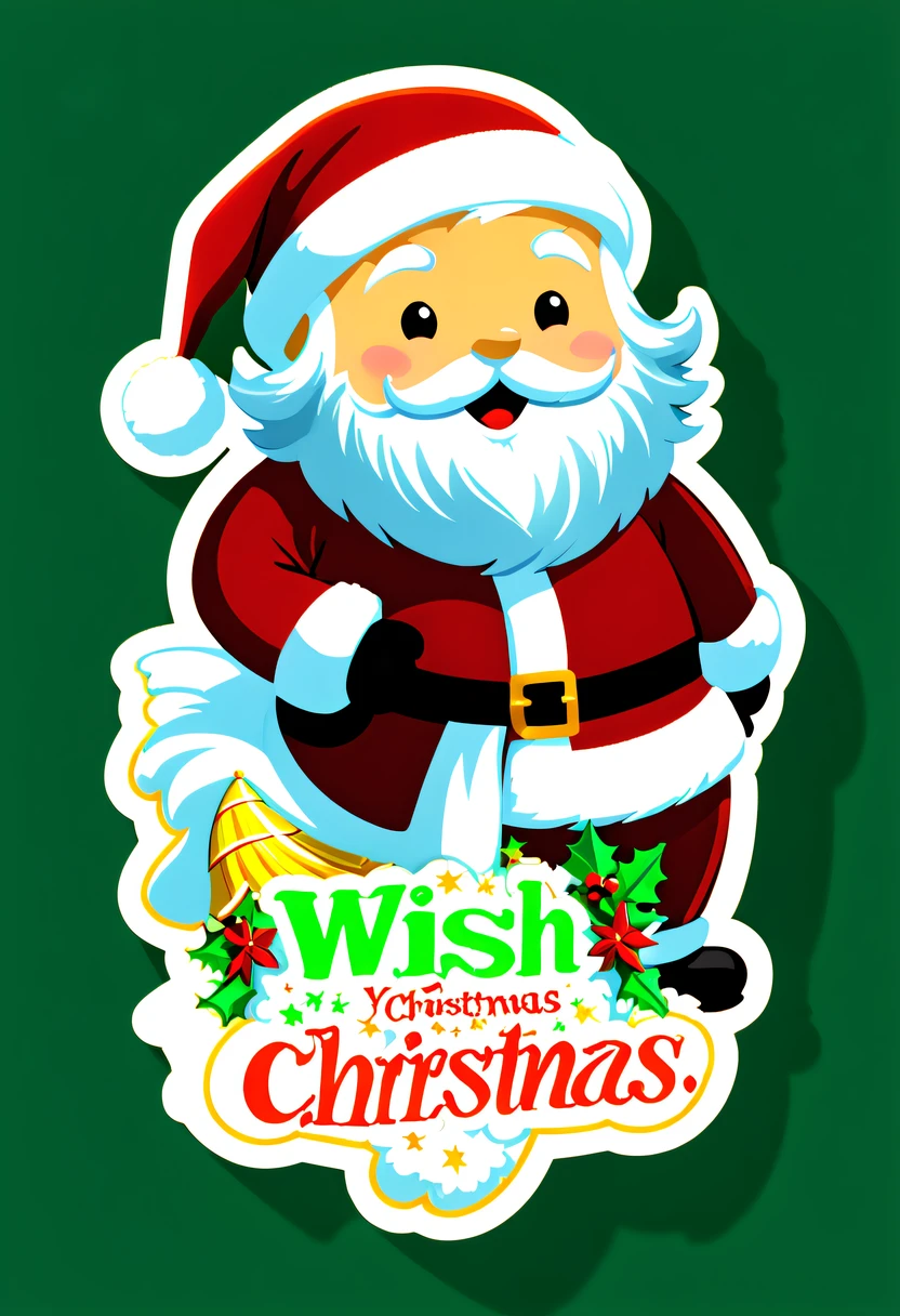 Leonardo style, One sticker, christmas,Vector graphics,christmas,(The English bold text is as follows: &cite;Wish you Christmas cheerful&cite;:1.5),cheerful,cute big breasts,Japanese cartoon,