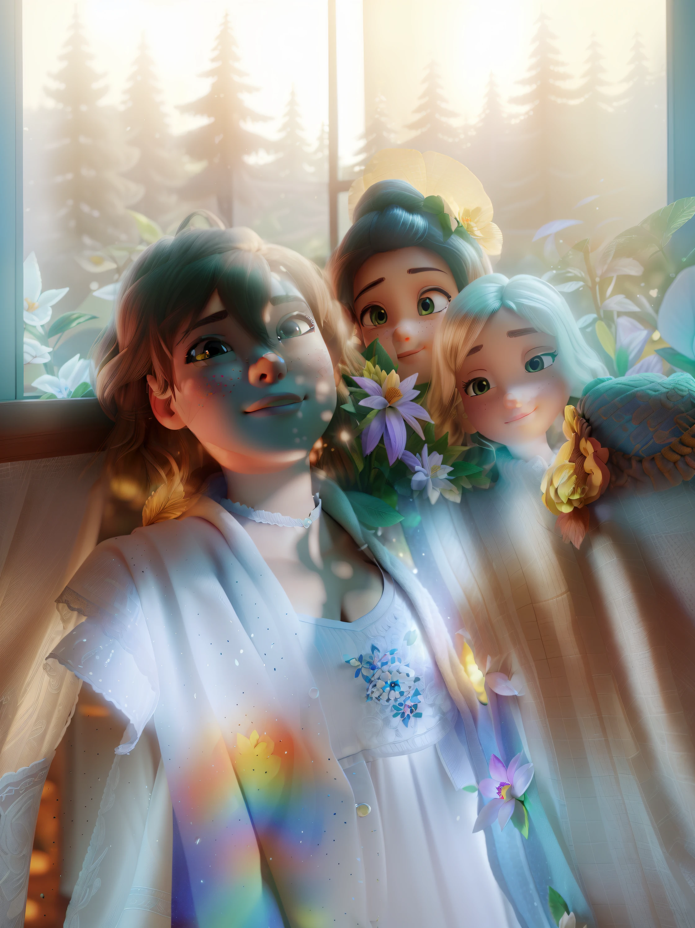 (extremely detailed CG unity 8k wallpaper, masterpiece, best quality, ultra-detailed), (best illumination, best shadow, an extremely delicate and beautiful), flower garden, lush greenery, sunlight streaming through, depth of field, warm and inviting ambiance.