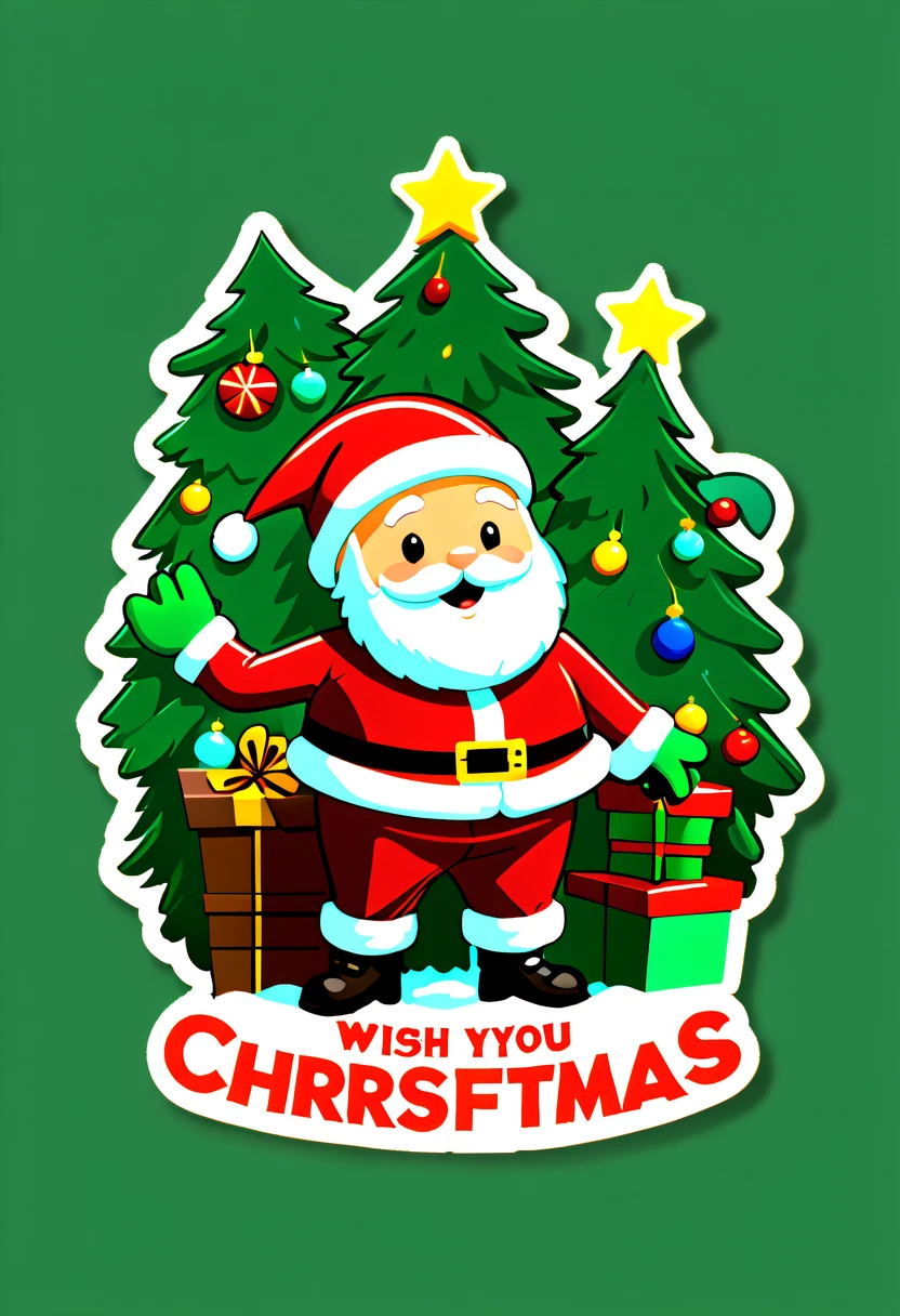 Leonardo style, One sticker, christmas,Vector graphics，christmas，(The English bold text is as follows： &cite;Wish you Christmas cheerful&cite;:1.5)，cheerful，cute big breasts，Japanese cartoon，