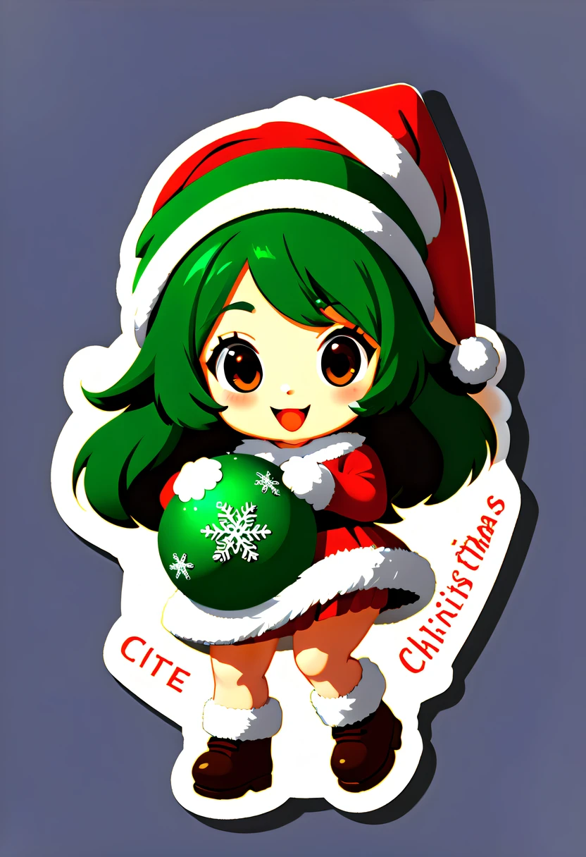 Leonardo style, One sticker, christmas,Vector graphics，christmas，(The English bold text is as follows： &cite;Wish you Christmas cheerful&cite;:1.5)，cheerful，Cute big breasts，jpn，