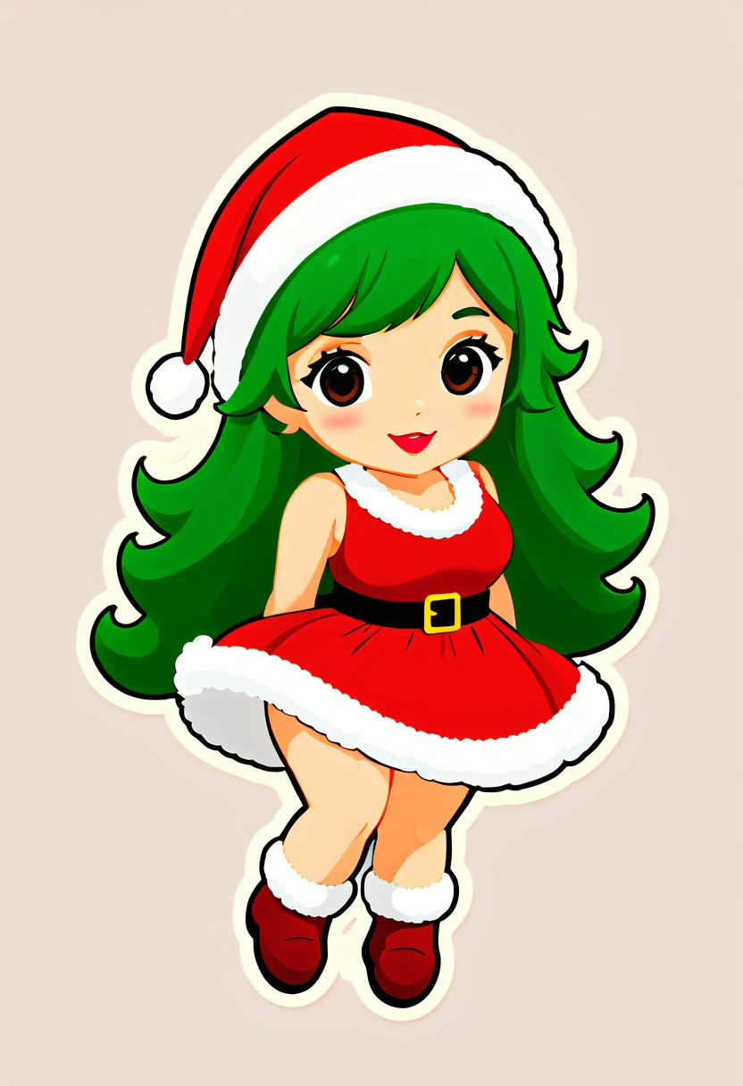 Leonardo style, One sticker, christmas,Vector graphics，christmas，(The English bold text is as follows： &cite;Wish you Christmas cheerful&cite;:1.5)，cheerful，Cute big breasts，jpn，