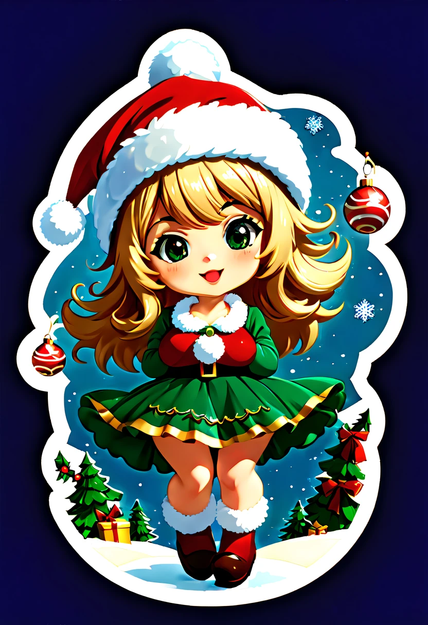 Leonardo style, One sticker, christmas,Vector graphics,christmas,(The English bold text is as follows: &cite;Wish you Christmas cheerful&cite;:1.5),cheerful,Cute big breasts,jpn,